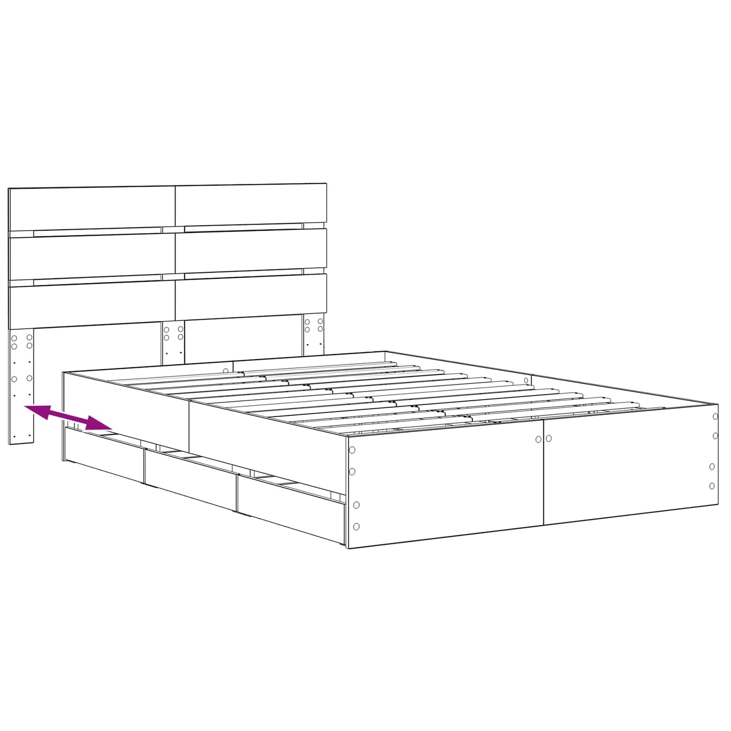 vidaXL Bed Frame with Storage and Headboard Artisan Oak 160 x 200 cm