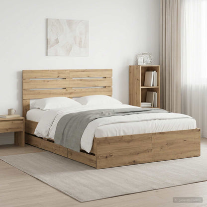 vidaXL Bed Frame with Storage and Headboard Artisan Oak 160 x 200 cm