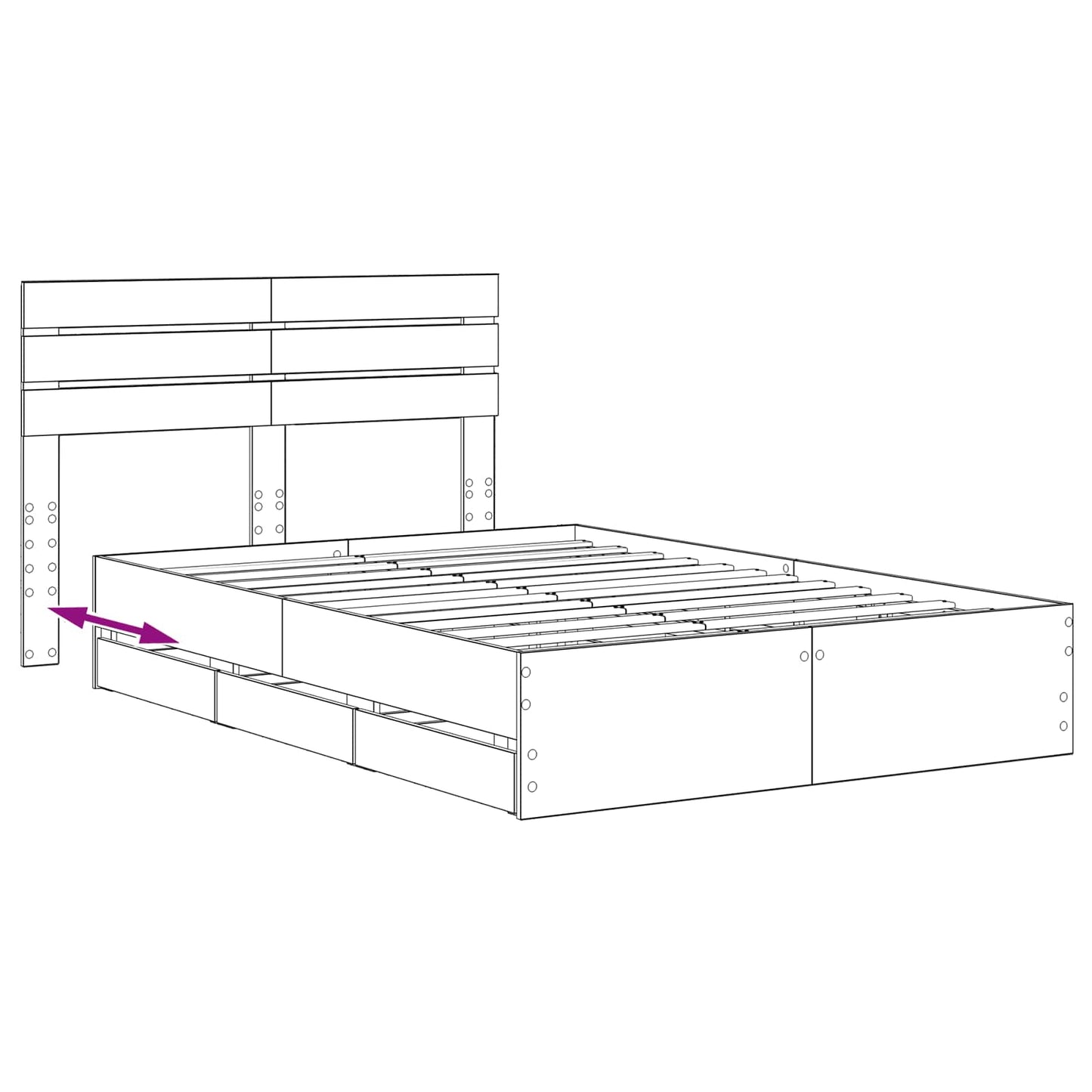 vidaXL Bed Frame with Storage and Headboard Artisan Oak 160 x 200 cm