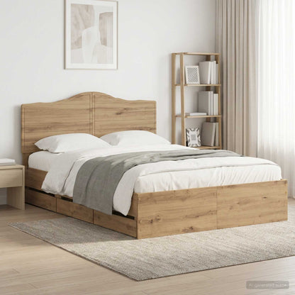 vidaXL Bed Frame with Storage and Headboard Artisan Oak 160 x 200 cm