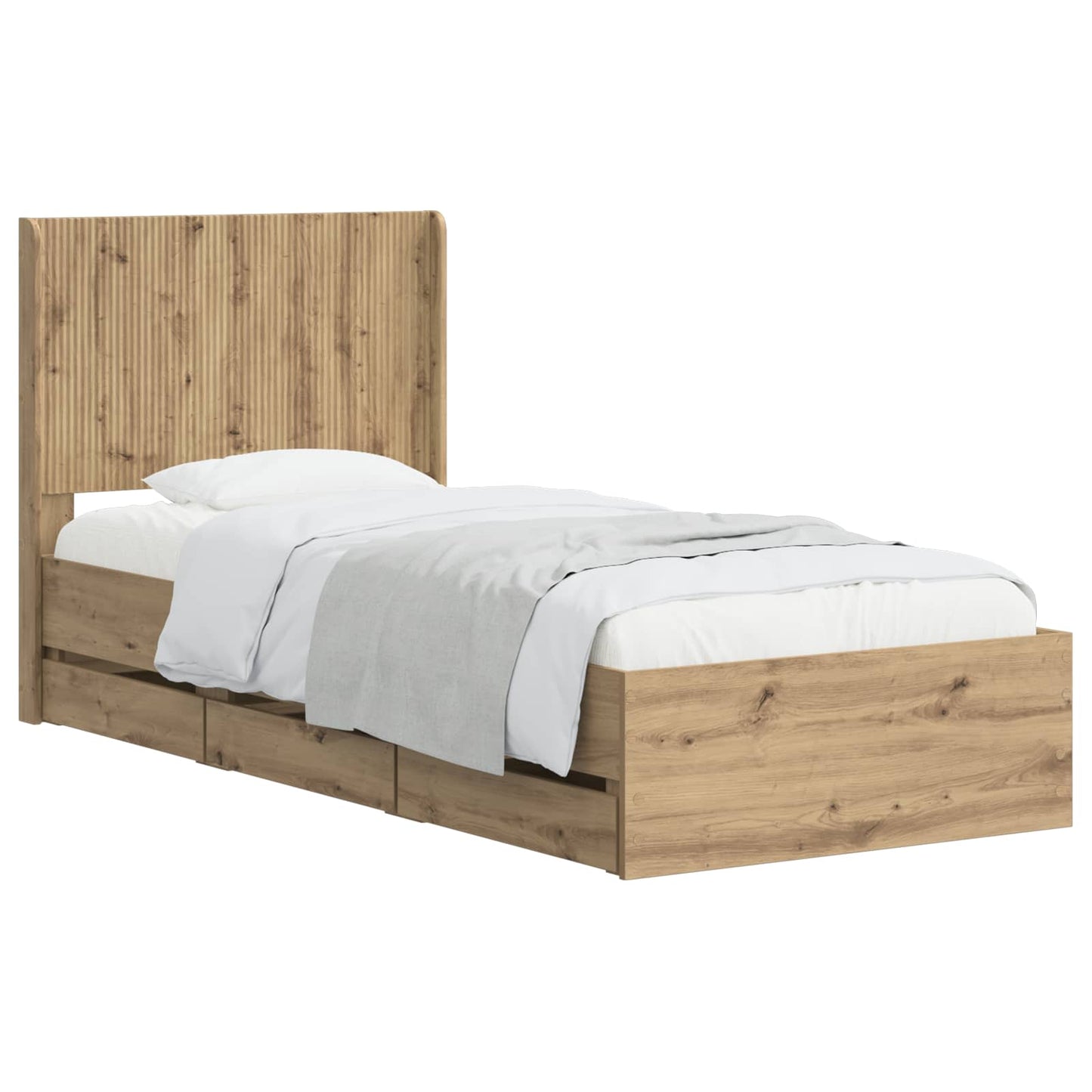 vidaXL Bed Frame with Storage and Headboard Artisan Oak 90 x 200 cm