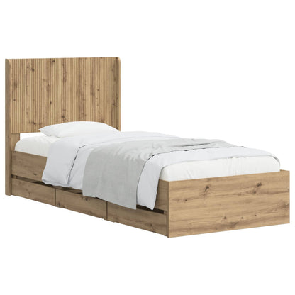 vidaXL Bed Frame with Storage and Headboard Artisan Oak 90 x 200 cm