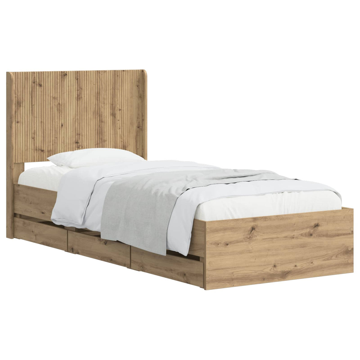 vidaXL Bed Frame with Storage and Headboard Artisan Oak 90 x 200 cm