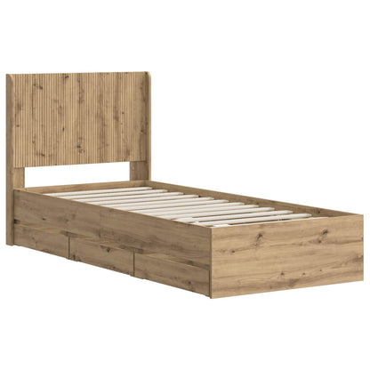 vidaXL Bed Frame with Storage and Headboard Artisan Oak 90 x 200 cm