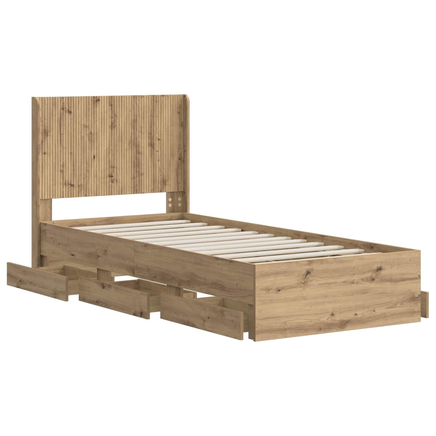 vidaXL Bed Frame with Storage and Headboard Artisan Oak 90 x 200 cm