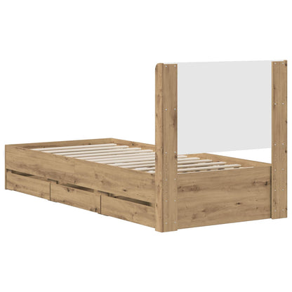 vidaXL Bed Frame with Storage and Headboard Artisan Oak 90 x 200 cm