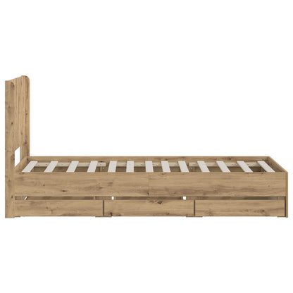vidaXL Bed Frame with Storage and Headboard Artisan Oak 90 x 200 cm