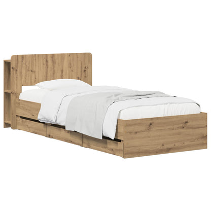 vidaXL Bed Frame with Storage and Headboard Artisan Oak 90 x 200 cm