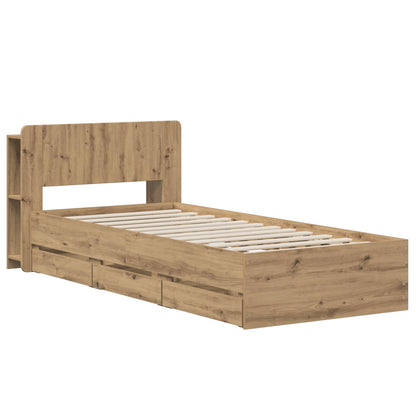 vidaXL Bed Frame with Storage and Headboard Artisan Oak 90 x 200 cm