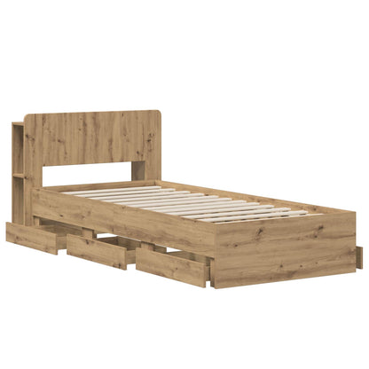 vidaXL Bed Frame with Storage and Headboard Artisan Oak 90 x 200 cm
