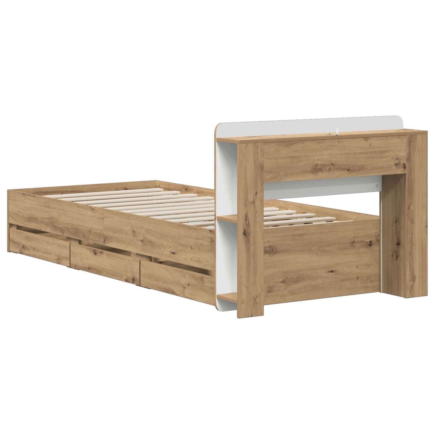 vidaXL Bed Frame with Storage and Headboard Artisan Oak 90 x 200 cm