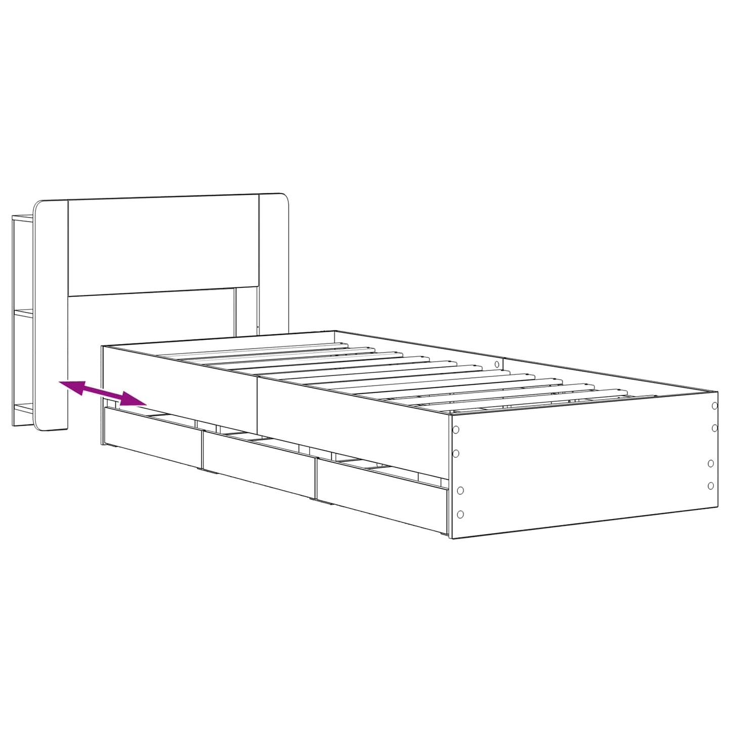 vidaXL Bed Frame with Storage and Headboard Artisan Oak 90 x 200 cm