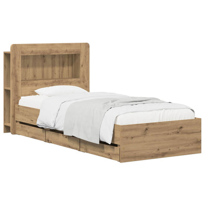 vidaXL Bed Frame with Storage and Headboard Artisan Oak 90 x 200 cm
