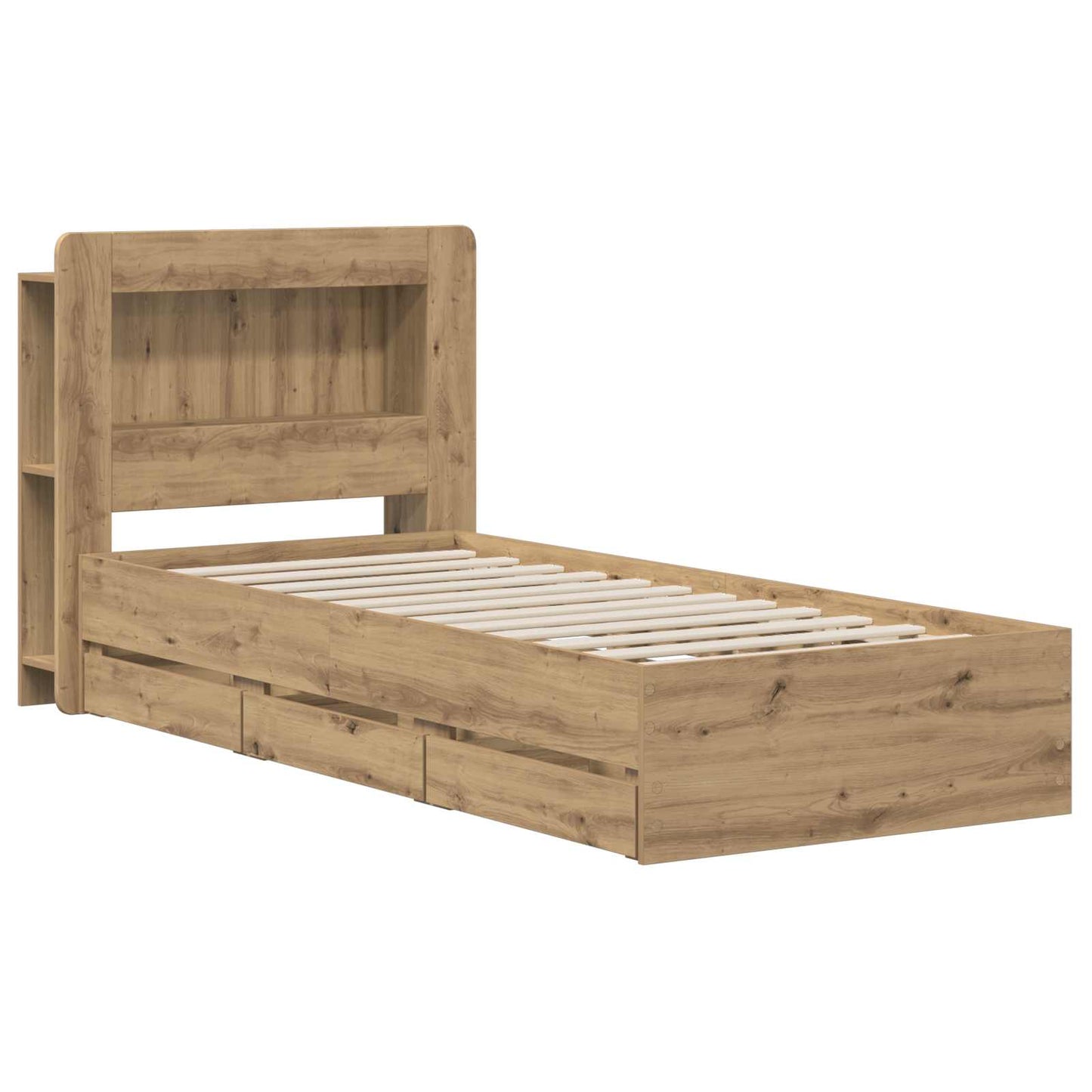 vidaXL Bed Frame with Storage and Headboard Artisan Oak 90 x 200 cm