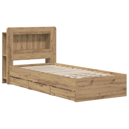 vidaXL Bed Frame with Storage and Headboard Artisan Oak 90 x 200 cm