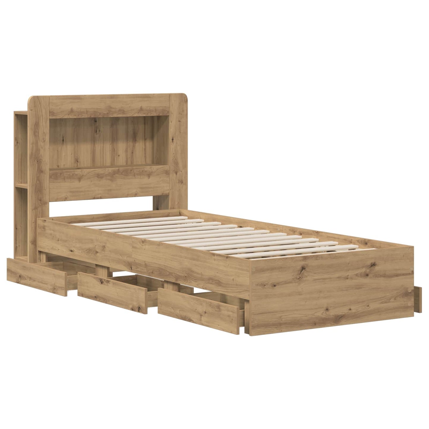 vidaXL Bed Frame with Storage and Headboard Artisan Oak 90 x 200 cm