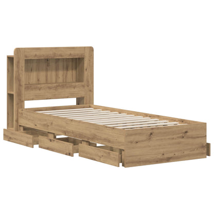 vidaXL Bed Frame with Storage and Headboard Artisan Oak 90 x 200 cm