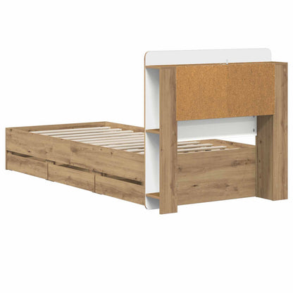 vidaXL Bed Frame with Storage and Headboard Artisan Oak 90 x 200 cm