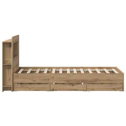 vidaXL Bed Frame with Storage and Headboard Artisan Oak 90 x 200 cm