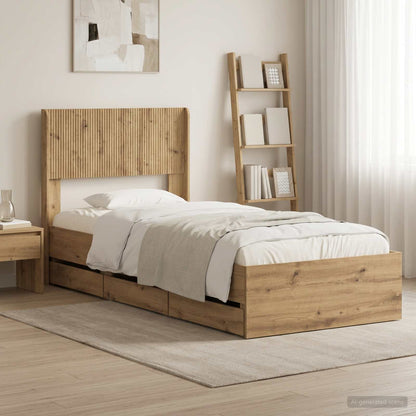 vidaXL Bed Frame with Storage and Headboard Artisan Oak 90 x 200 cm