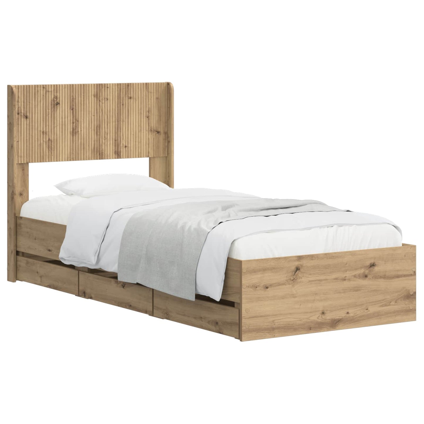 vidaXL Bed Frame with Storage and Headboard Artisan Oak 90 x 200 cm