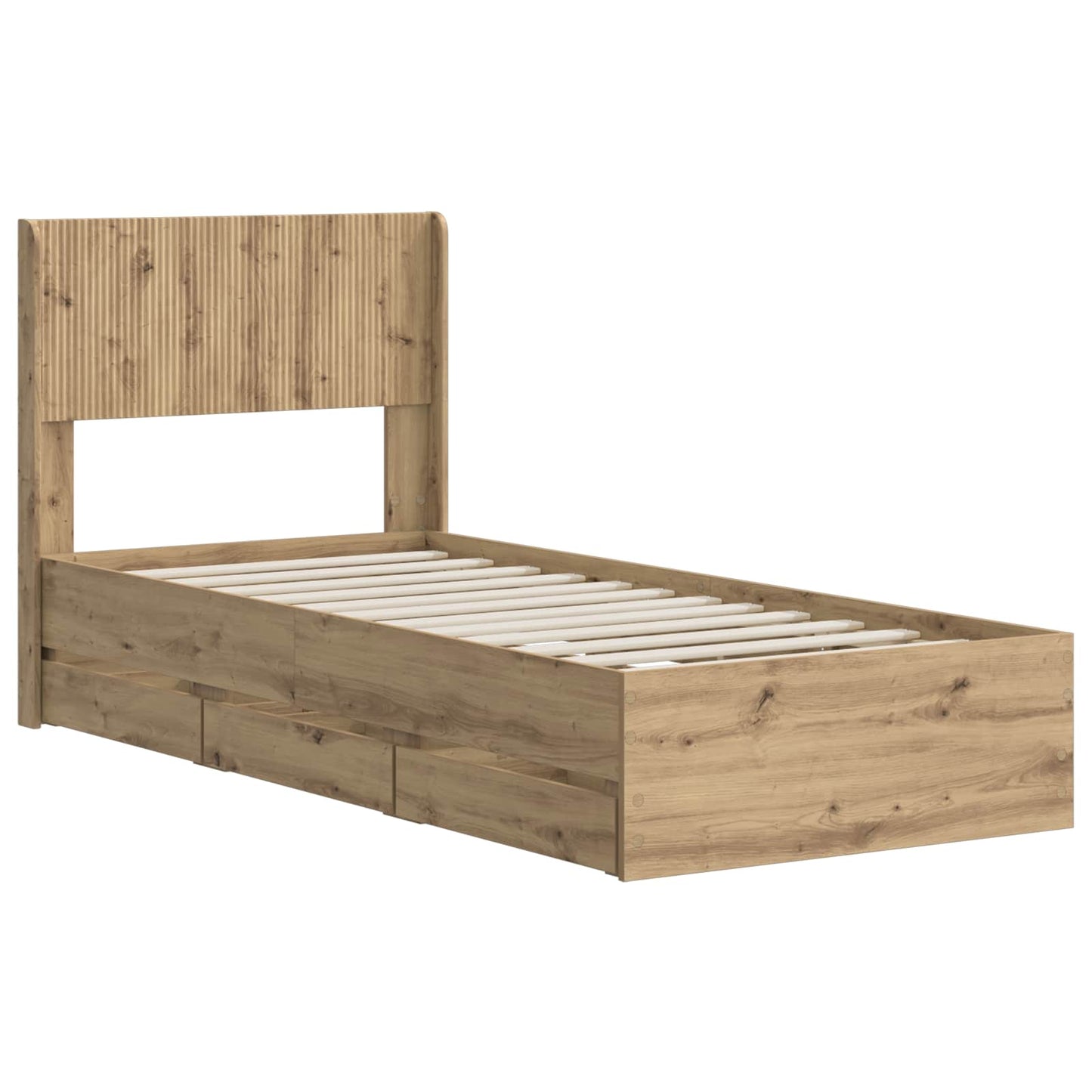 vidaXL Bed Frame with Storage and Headboard Artisan Oak 90 x 200 cm