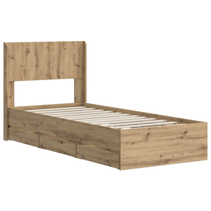 vidaXL Bed Frame with Storage and Headboard Artisan Oak 90 x 200 cm