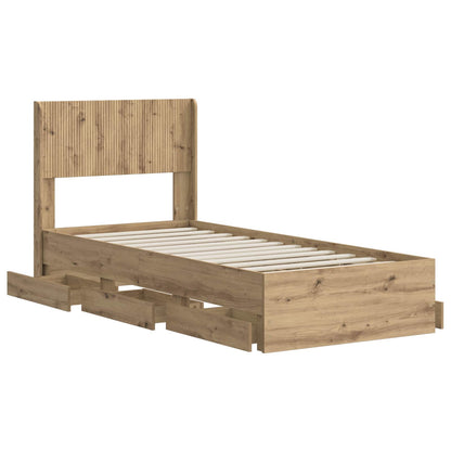 vidaXL Bed Frame with Storage and Headboard Artisan Oak 90 x 200 cm