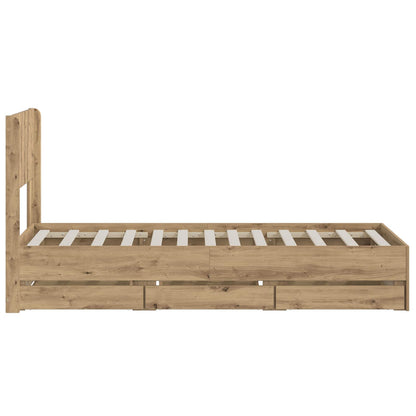 vidaXL Bed Frame with Storage and Headboard Artisan Oak 90 x 200 cm