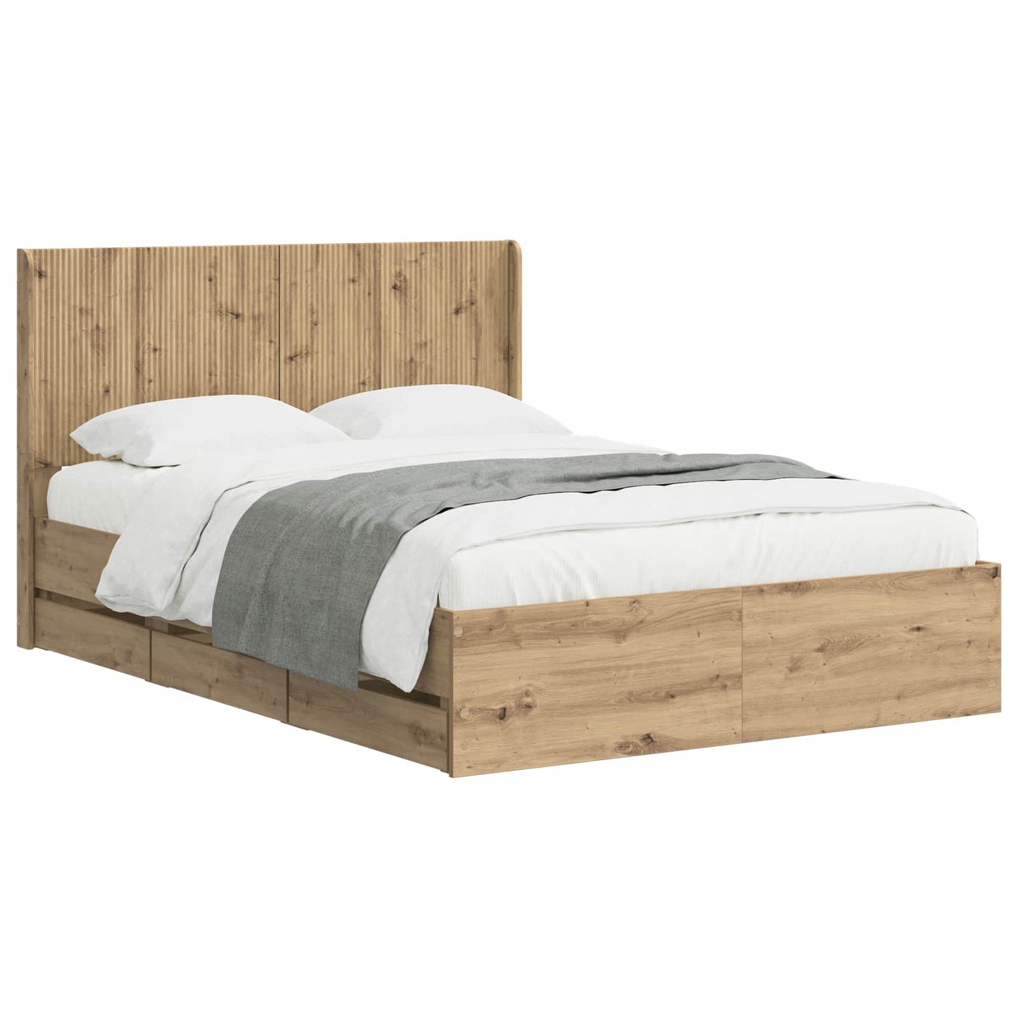 vidaXL Bed Frame with Storage and Headboard Artisan Oak 140 x 190 cm