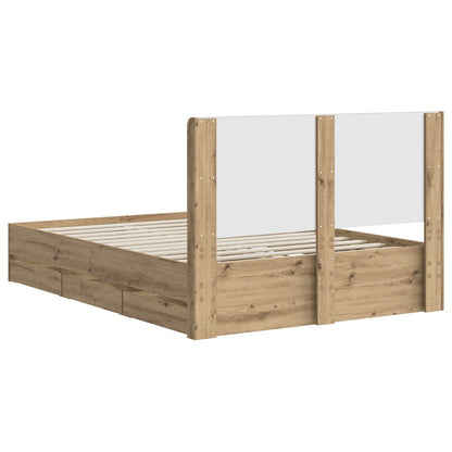 vidaXL Bed Frame with Storage and Headboard Artisan Oak 140 x 190 cm