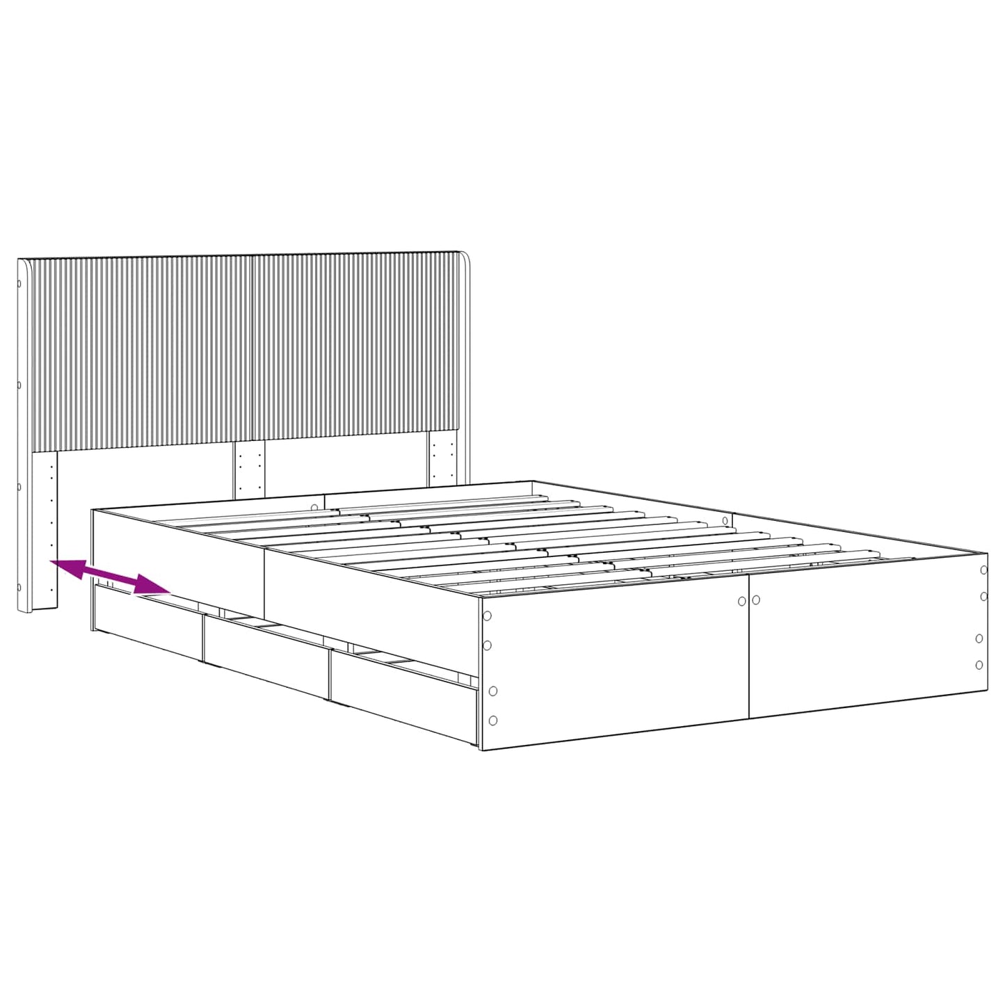 vidaXL Bed Frame with Storage and Headboard Artisan Oak 140 x 190 cm