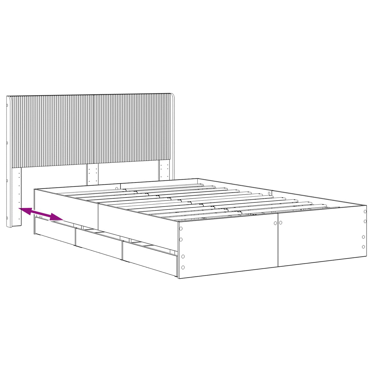 vidaXL Bed Frame with Storage and Headboard Artisan Oak 140 x 190 cm