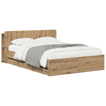 vidaXL Bed Frame with Storage and Headboard Artisan Oak 140 x 190 cm