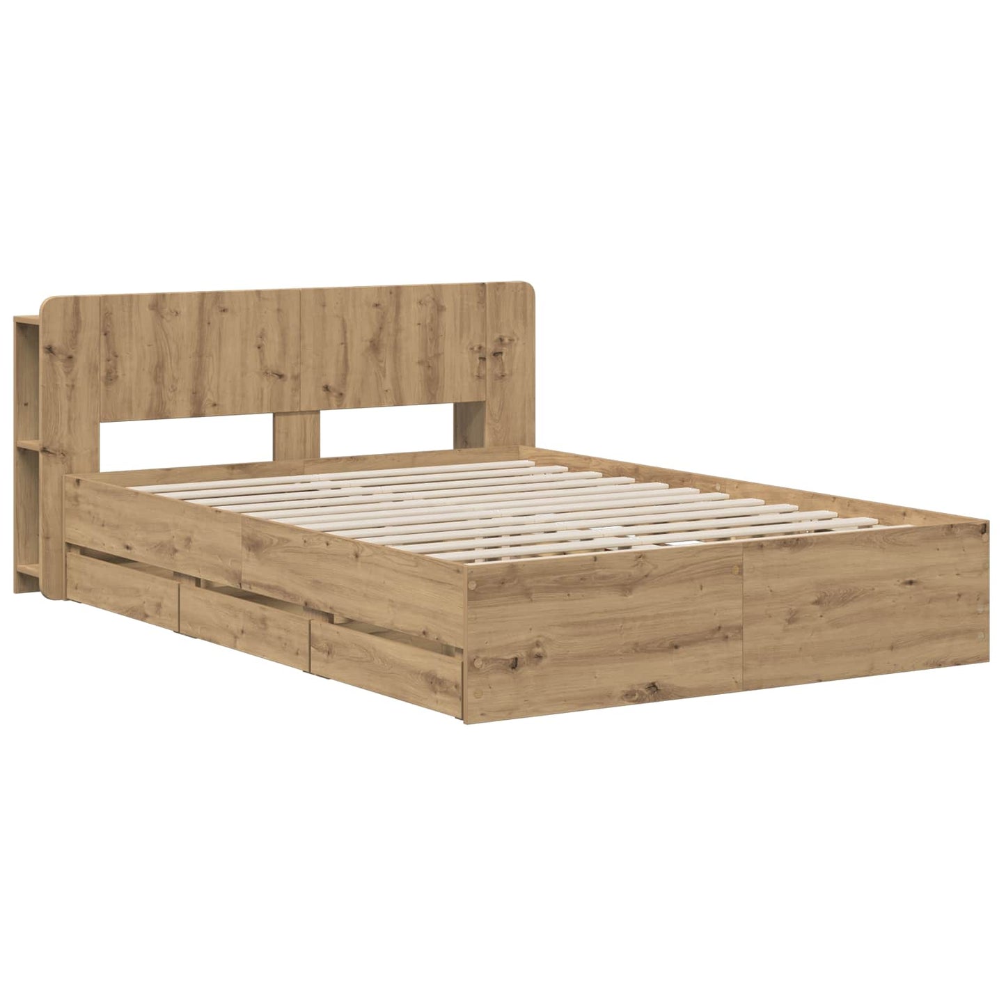 vidaXL Bed Frame with Storage and Headboard Artisan Oak 140 x 190 cm