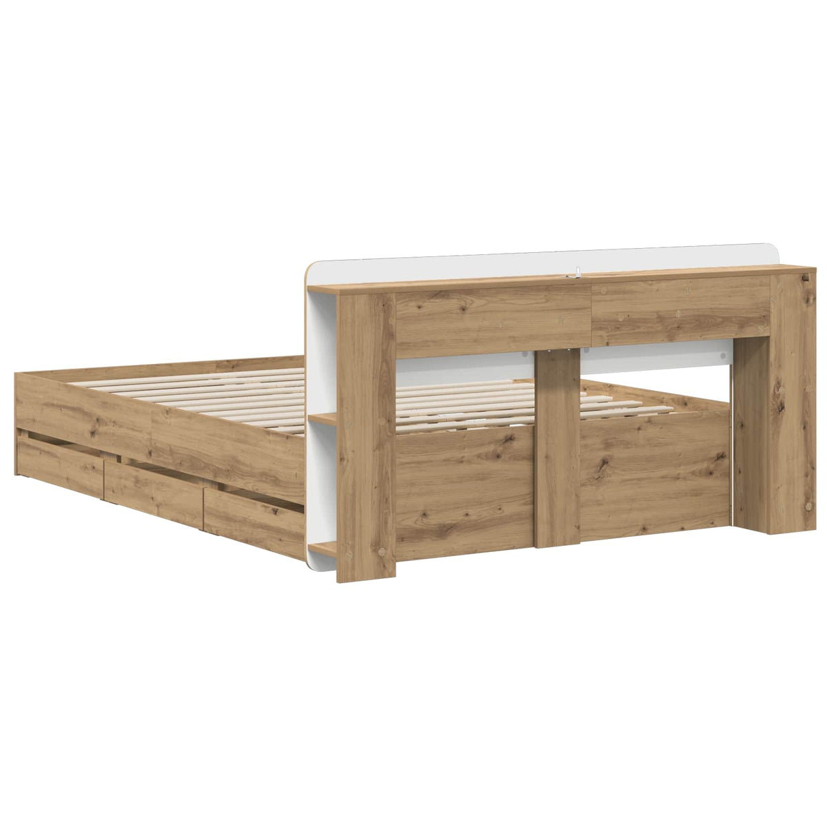 vidaXL Bed Frame with Storage and Headboard Artisan Oak 140 x 190 cm