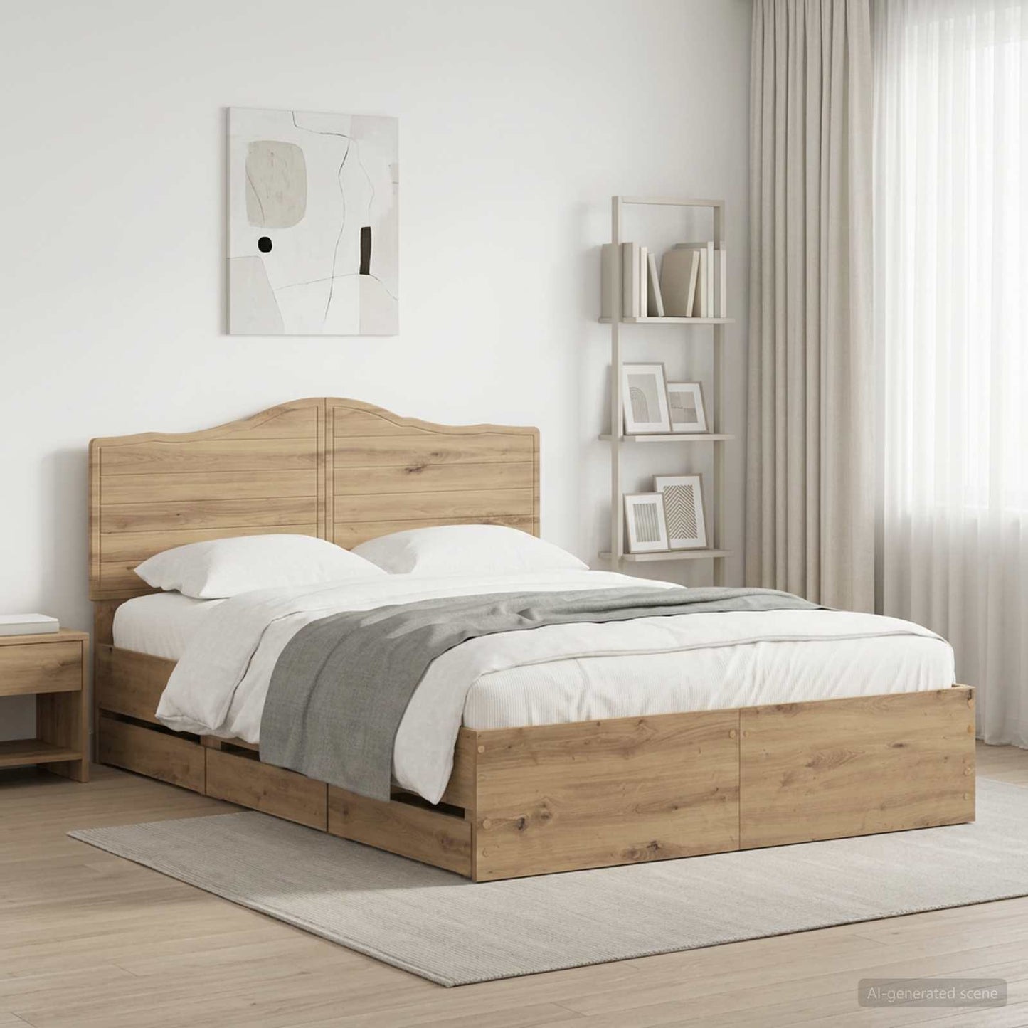 vidaXL Bed Frame with Storage and Headboard Artisan Oak 140 x 190 cm
