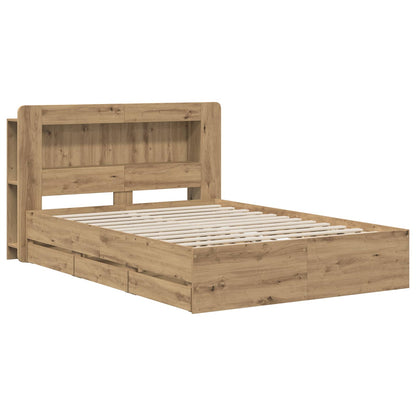 vidaXL Bed Frame with Storage and Headboard Artisan Oak 135 x 190 cm