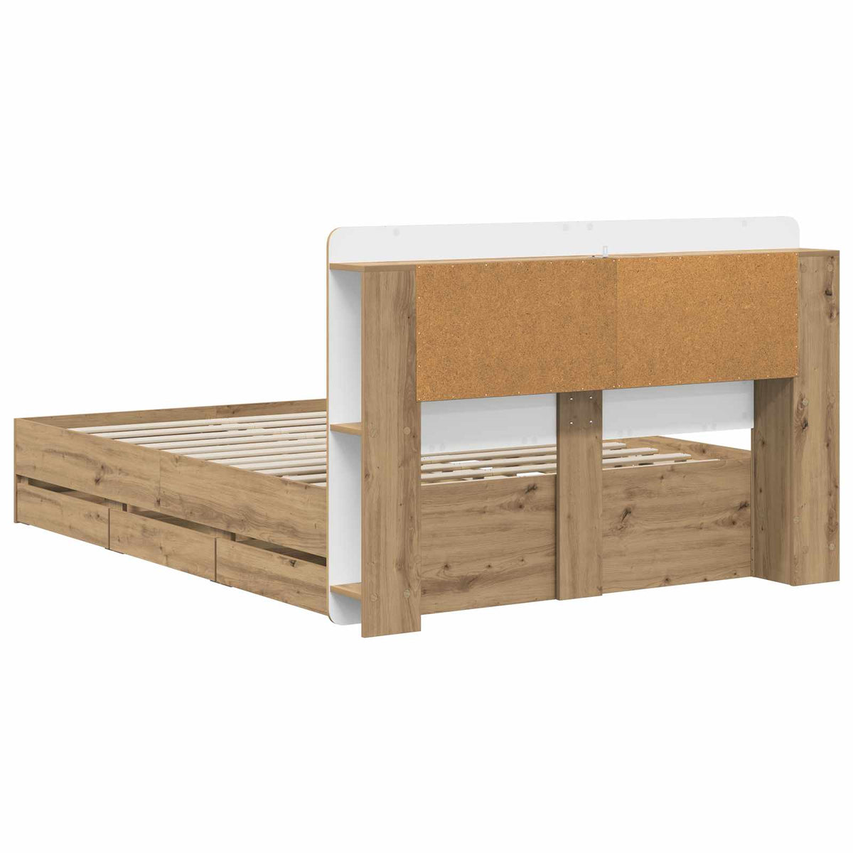 vidaXL Bed Frame with Storage and Headboard Artisan Oak 135 x 190 cm
