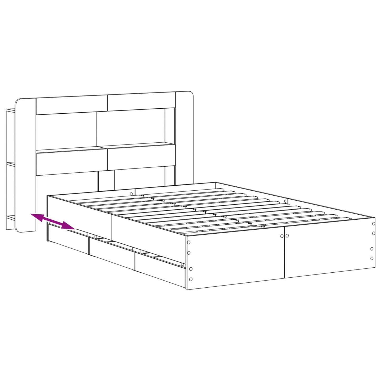 vidaXL Bed Frame with Storage and Headboard Artisan Oak 135 x 190 cm