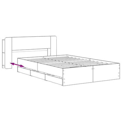 vidaXL Bed Frame with Storage and Headboard Artisan Oak 135 x 190 cm