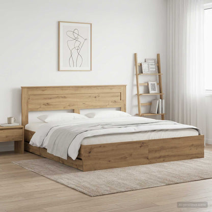 vidaXL Bed Frame with Storage and Headboard Artisan Oak 180 x 200 cm
