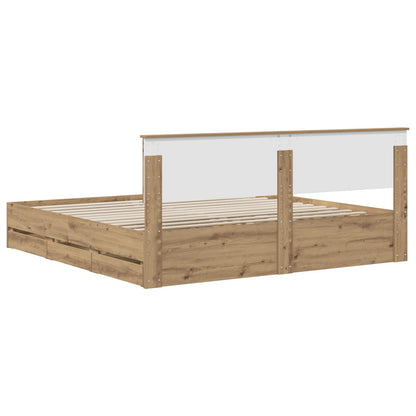 vidaXL Bed Frame with Storage and Headboard Artisan Oak 180 x 200 cm