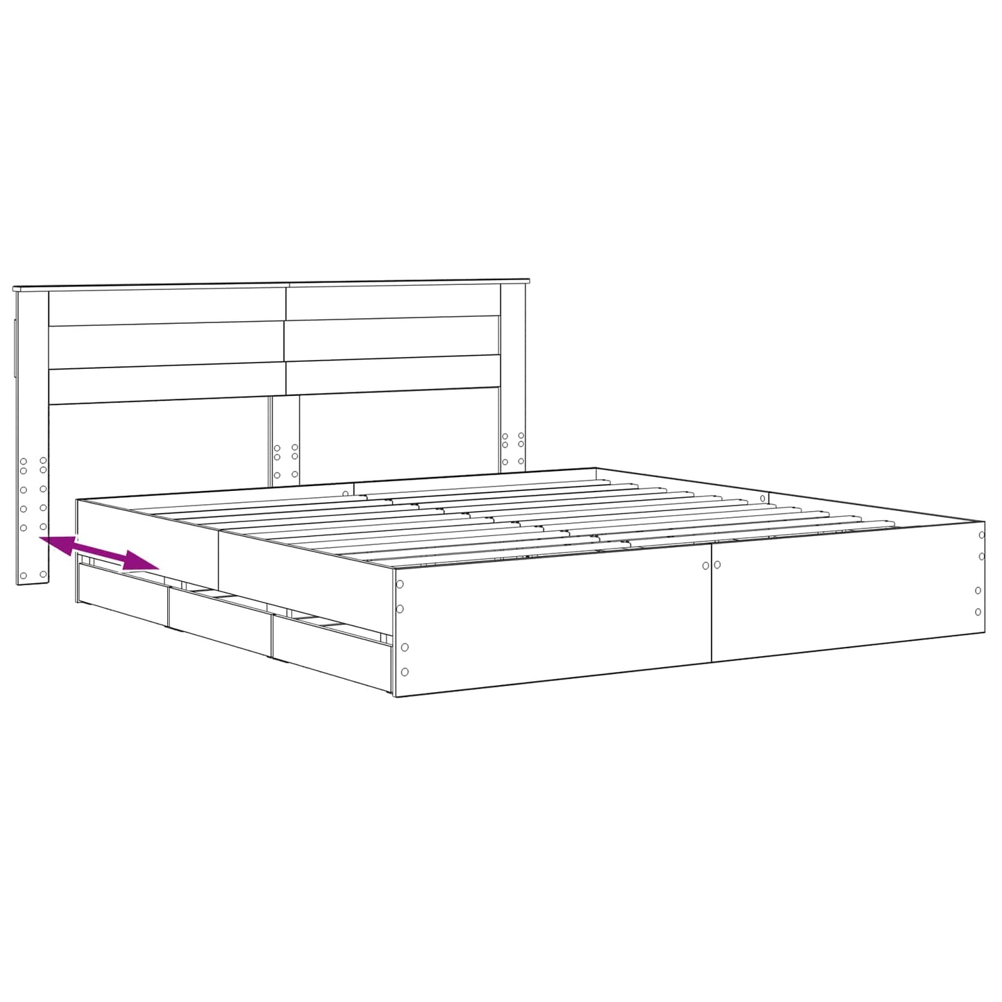 vidaXL Bed Frame with Storage and Headboard Artisan Oak 180 x 200 cm