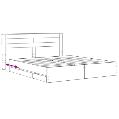 vidaXL Bed Frame with Storage and Headboard Artisan Oak 180 x 200 cm