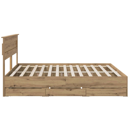 vidaXL Bed Frame with Storage and Headboard Artisan Oak 180 x 200 cm