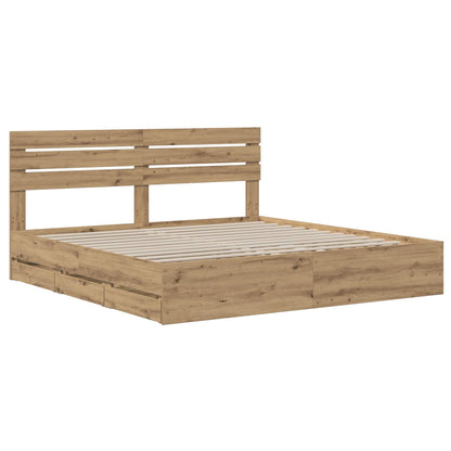 vidaXL Bed Frame with Storage and Headboard Artisan Oak 180 x 200 cm
