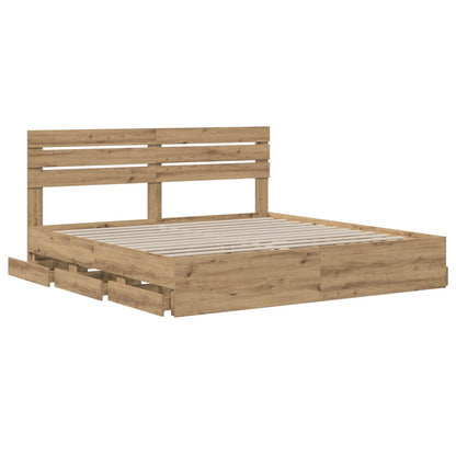 vidaXL Bed Frame with Storage and Headboard Artisan Oak 180 x 200 cm