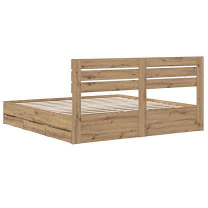 vidaXL Bed Frame with Storage and Headboard Artisan Oak 180 x 200 cm