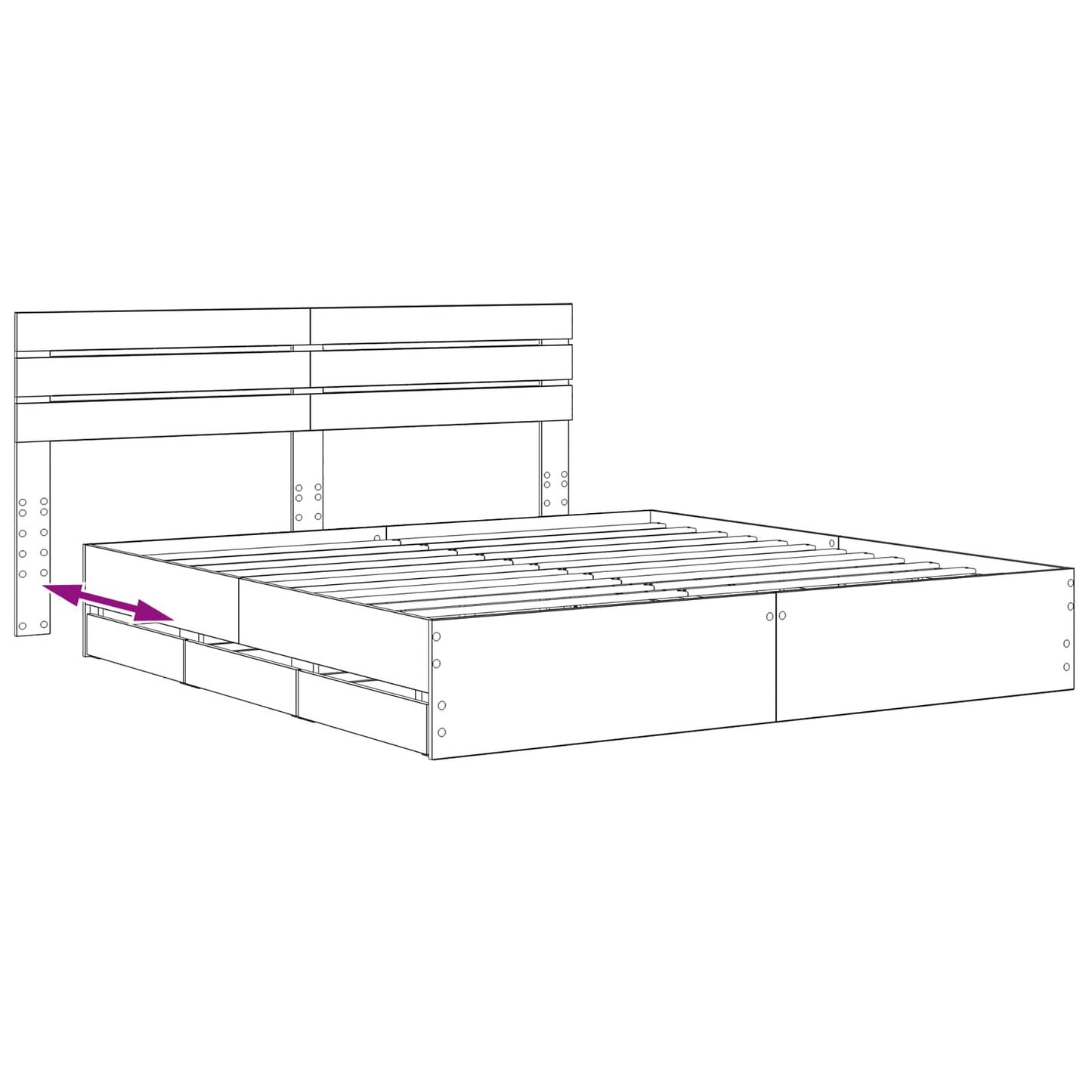 vidaXL Bed Frame with Storage and Headboard Artisan Oak 180 x 200 cm